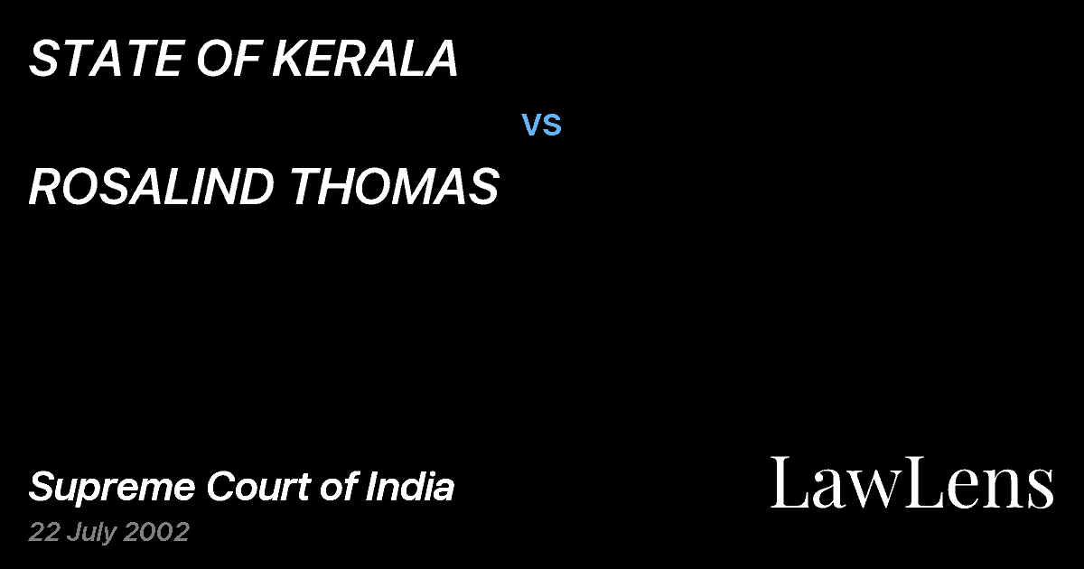 Preview image for STATE OF KERALA vs. ROSALIND THOMAS