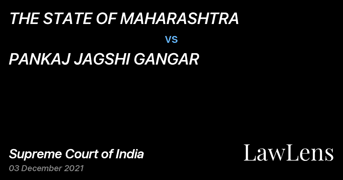 Preview image for THE STATE OF MAHARASHTRA vs. PANKAJ JAGSHI GANGAR