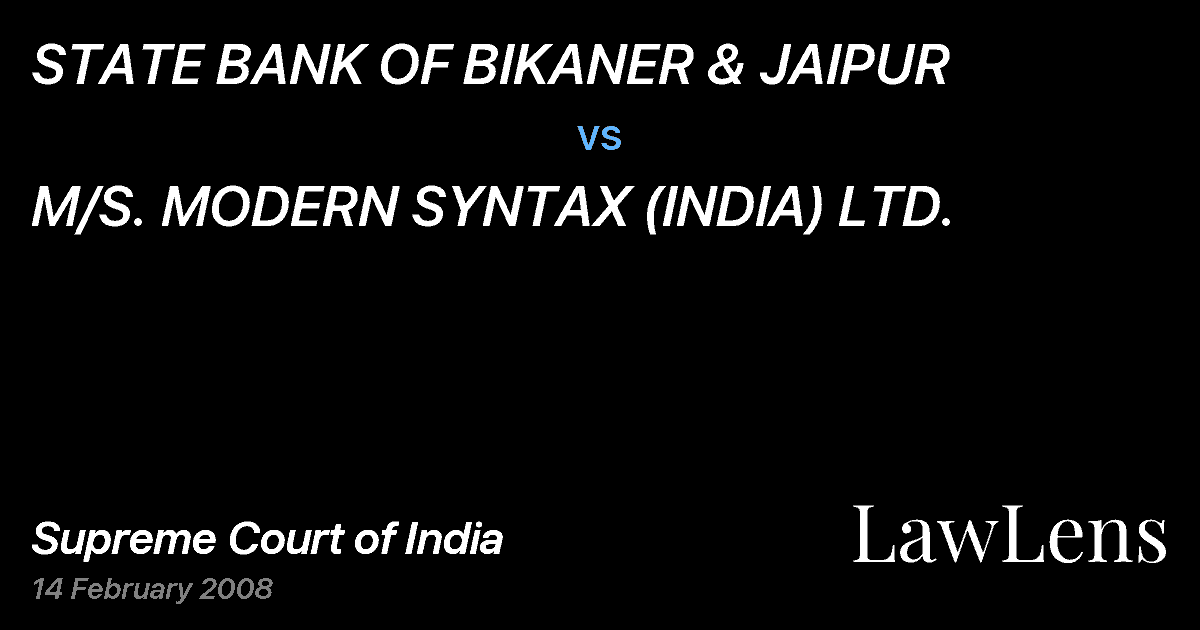 Preview image for STATE BANK OF BIKANER & JAIPUR vs. M/S. MODERN SYNTAX (INDIA) LTD.