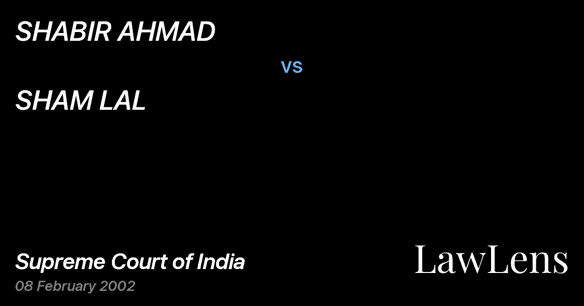 Preview image for SHABIR AHMAD vs. SHAM LAL