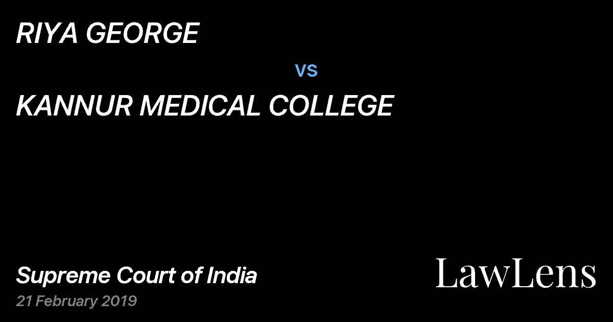Preview image for RIYA GEORGE vs. KANNUR MEDICAL COLLEGE