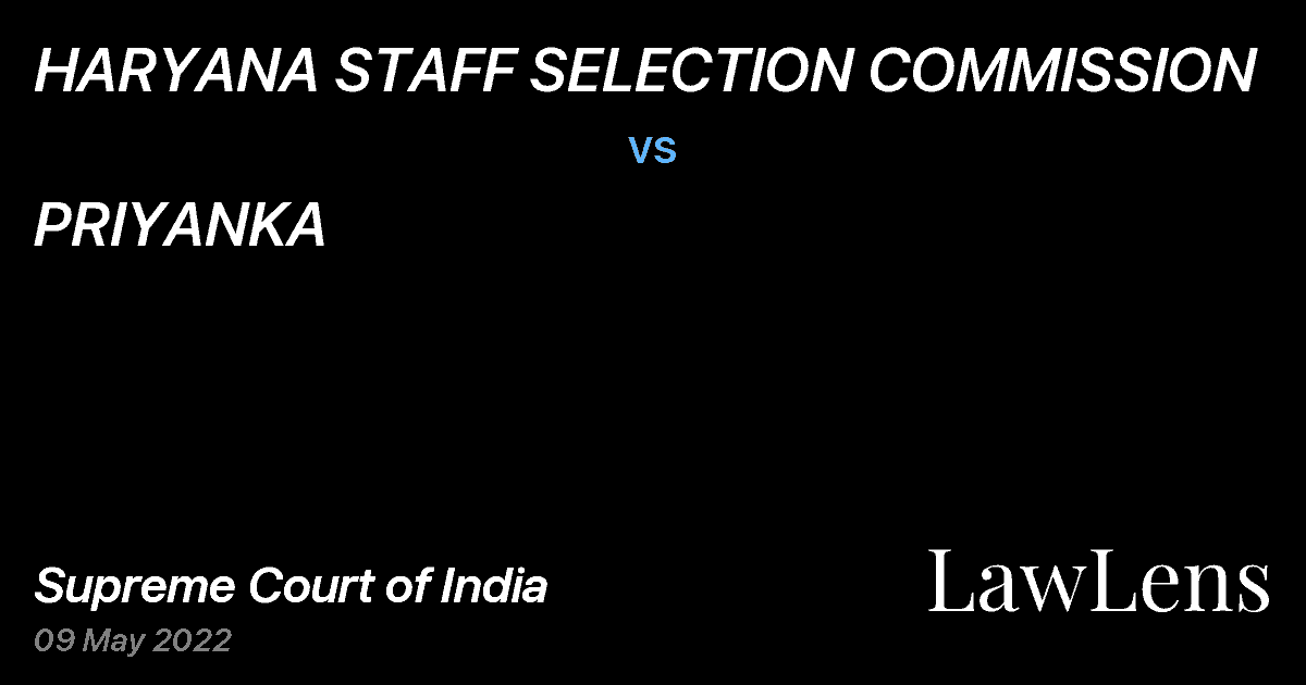 Preview image for HARYANA STAFF SELECTION COMMISSION vs. PRIYANKA