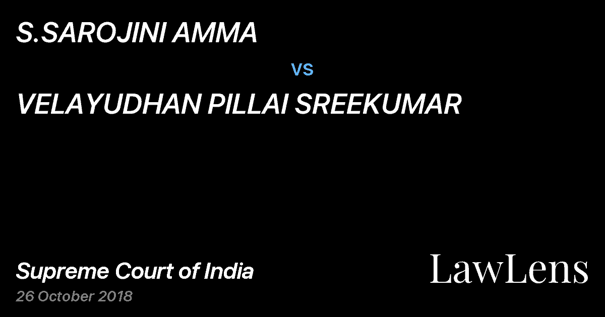Preview image for S.SAROJINI AMMA vs. VELAYUDHAN PILLAI SREEKUMAR