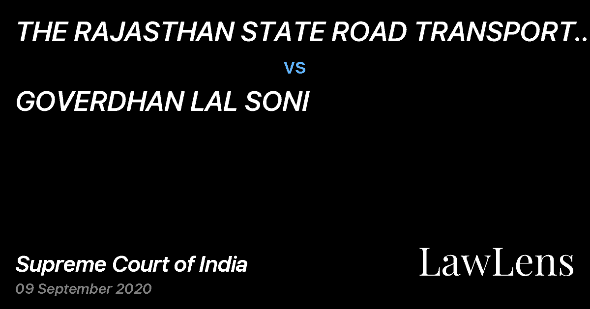 Preview image for THE RAJASTHAN STATE ROAD TRANSPORT CORPORATION vs. GOVERDHAN LAL SONI