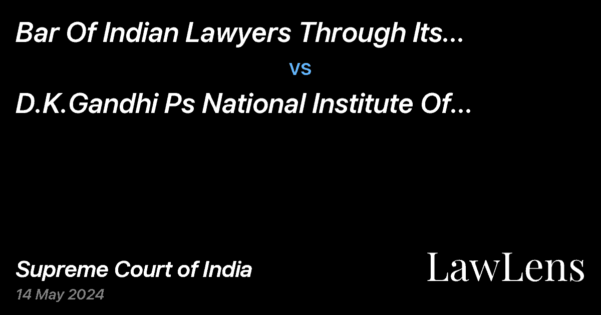 Preview image for Bar Of Indian Lawyers Through Its President Jasbir Sigh Malik vs. D.K.Gandhi Ps National Institute Of Communicable Diseases