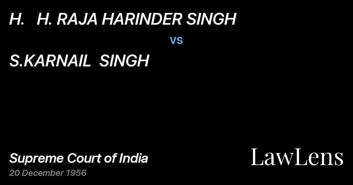 Preview image for H.   H. RAJA HARINDER SINGH vs. S.KARNAIL  SINGH