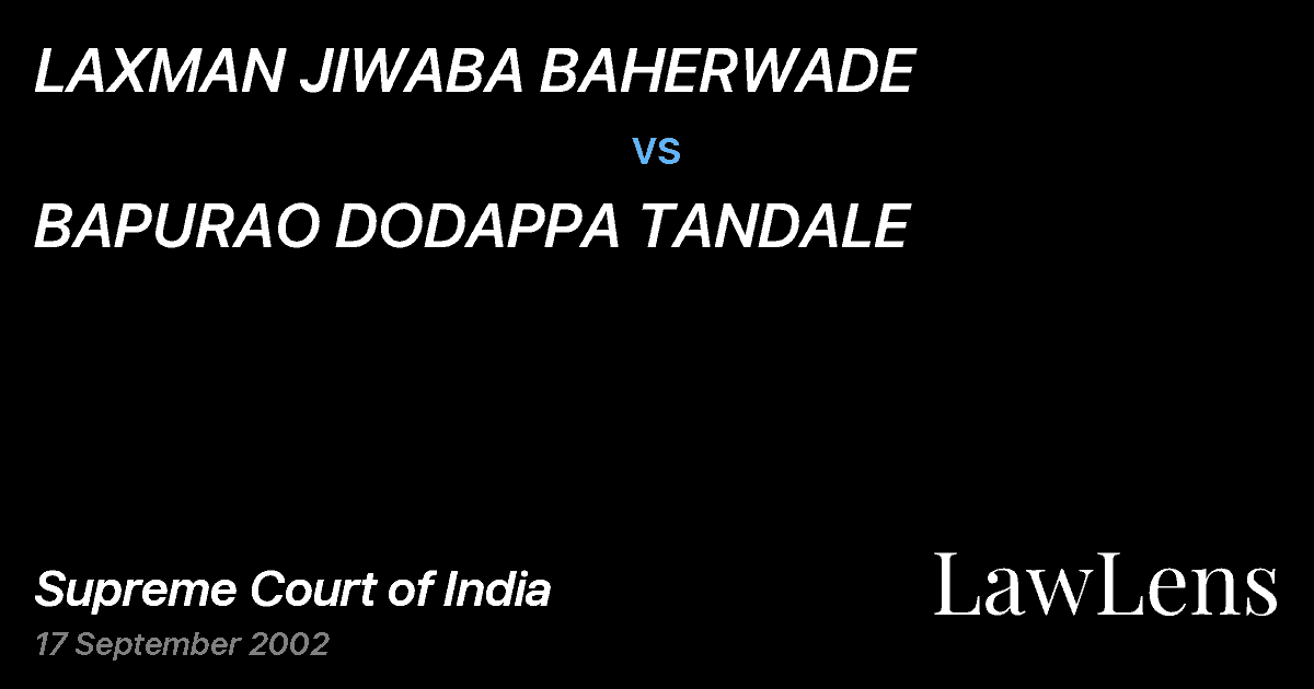 Preview image for LAXMAN JIWABA BAHERWADE vs. BAPURAO DODAPPA TANDALE