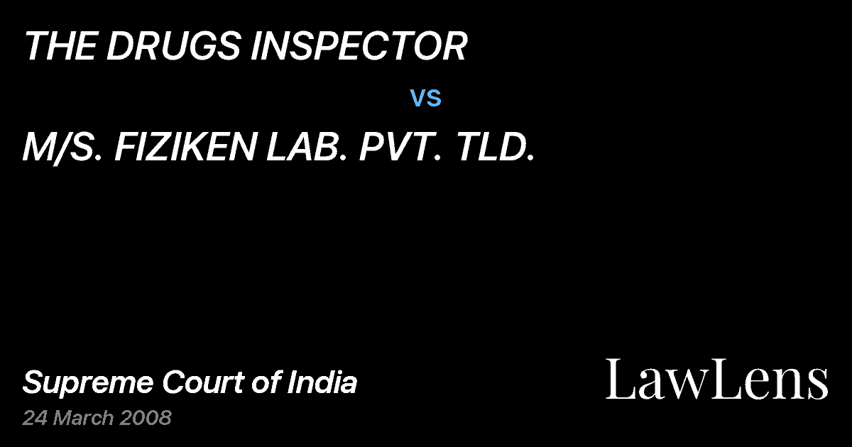 Preview image for THE DRUGS INSPECTOR vs. M/S. FIZIKEN LAB. PVT. TLD.