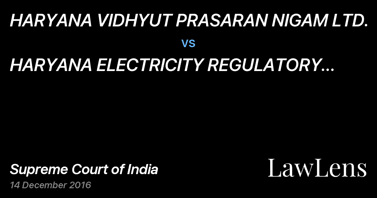 Preview image for HARYANA VIDHYUT PRASARAN NIGAM LTD. vs. HARYANA ELECTRICITY REGULATORY COMMISSION