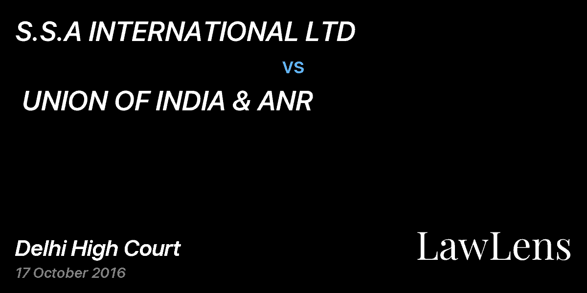 Preview image for S.S.A INTERNATIONAL LTD  vs.  UNION OF INDIA & ANR
