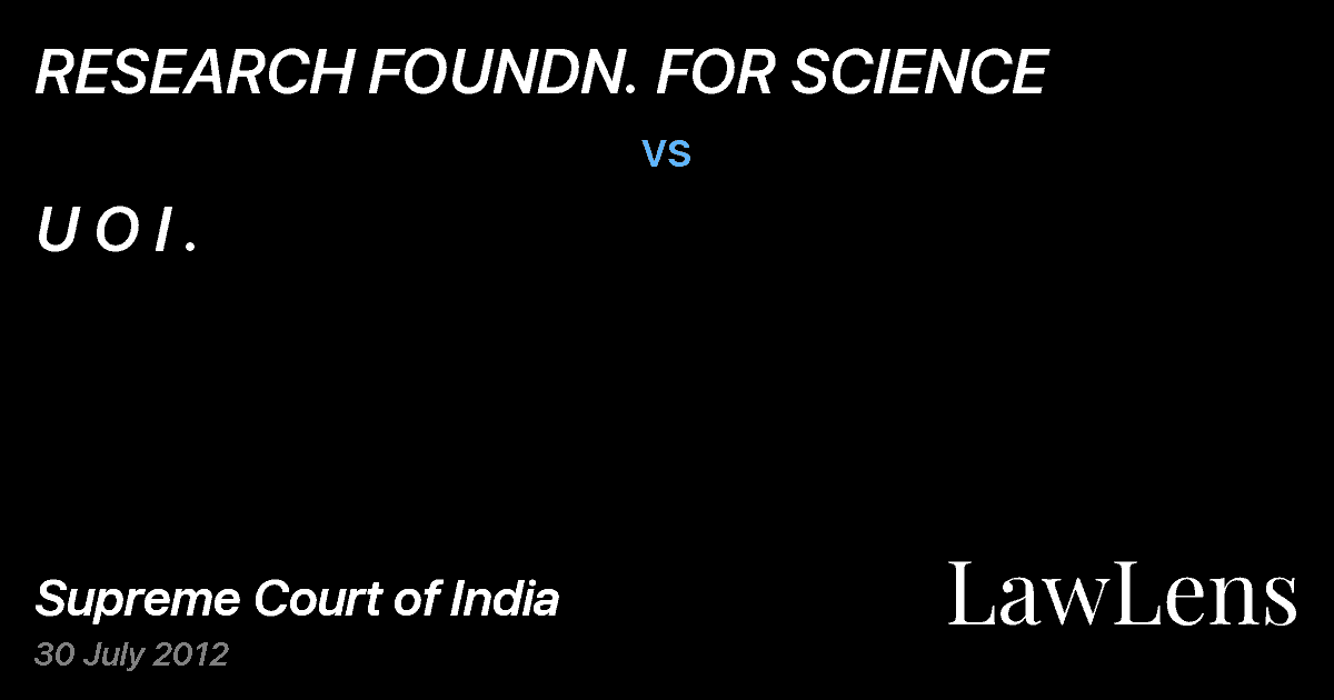 Preview image for RESEARCH FOUNDN. FOR SCIENCE vs. U O I .