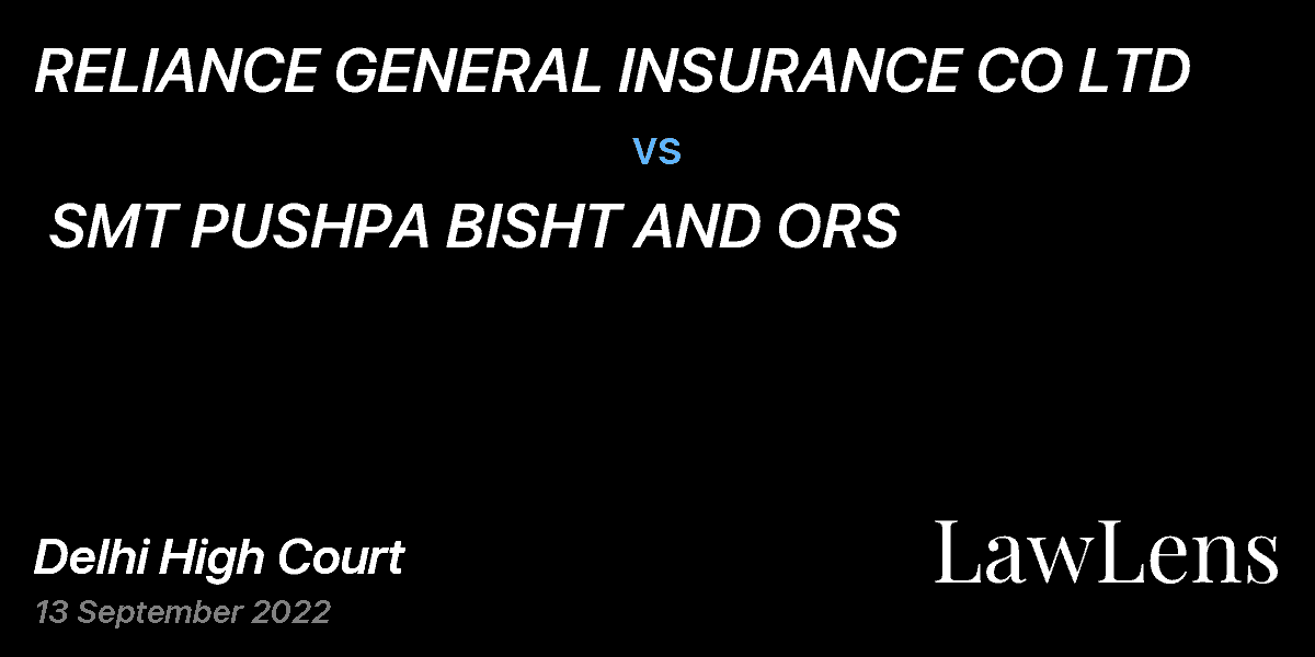 Preview image for RELIANCE GENERAL INSURANCE CO LTD  vs.  SMT PUSHPA BISHT AND ORS