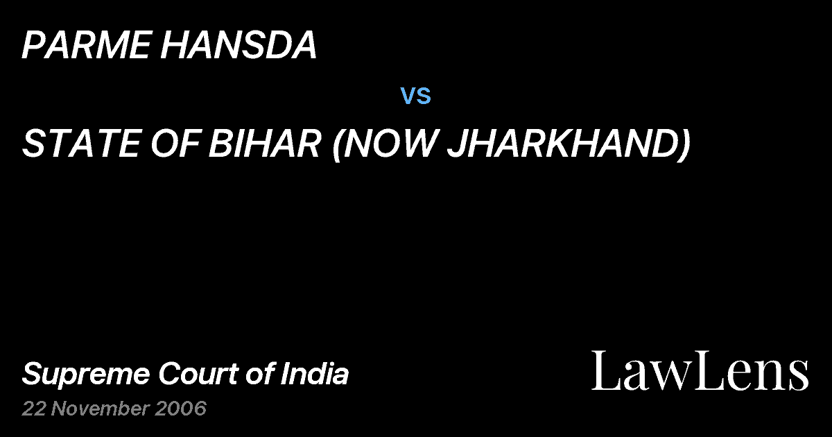 Preview image for PARME HANSDA vs. STATE OF BIHAR (NOW JHARKHAND)