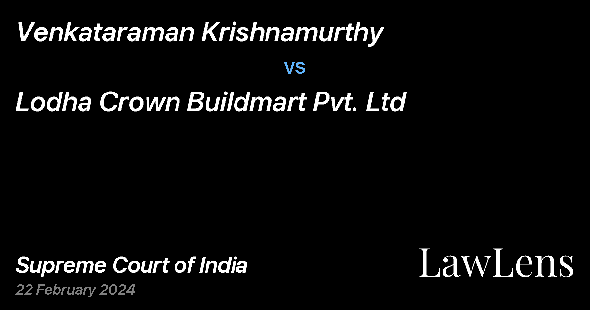 Preview image for Venkataraman Krishnamurthy vs. Lodha Crown Buildmart Pvt. Ltd