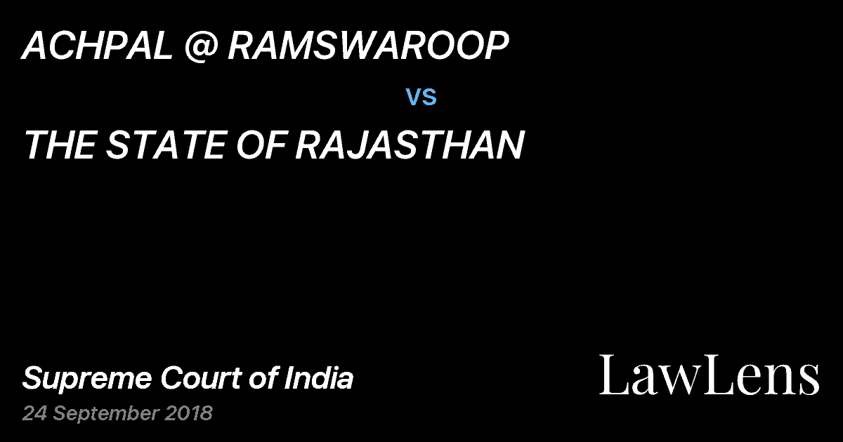 Preview image for ACHPAL @ RAMSWAROOP vs. THE STATE OF RAJASTHAN