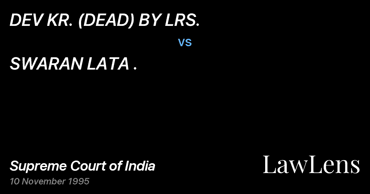 Preview image for DEV KR. (DEAD) BY LRS. vs. SWARAN LATA .