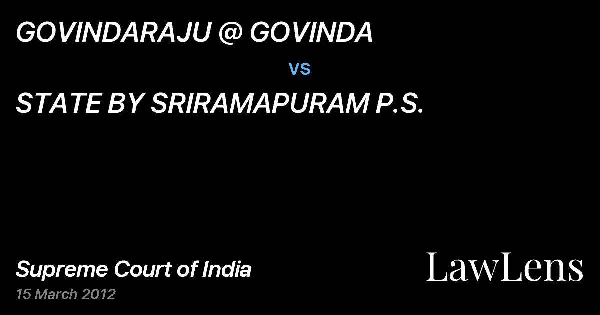 Preview image for GOVINDARAJU @ GOVINDA vs. STATE BY SRIRAMAPURAM P.S.