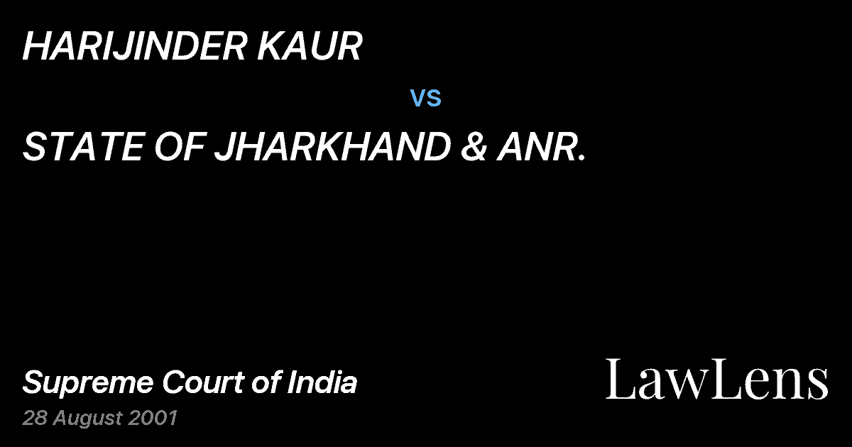 Preview image for HARIJINDER KAUR vs. STATE OF JHARKHAND & ANR.