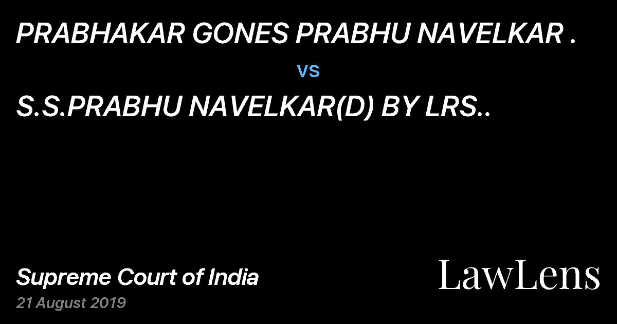 Preview image for PRABHAKAR GONES PRABHU NAVELKAR . vs. S.S.PRABHU NAVELKAR(D) BY LRS..