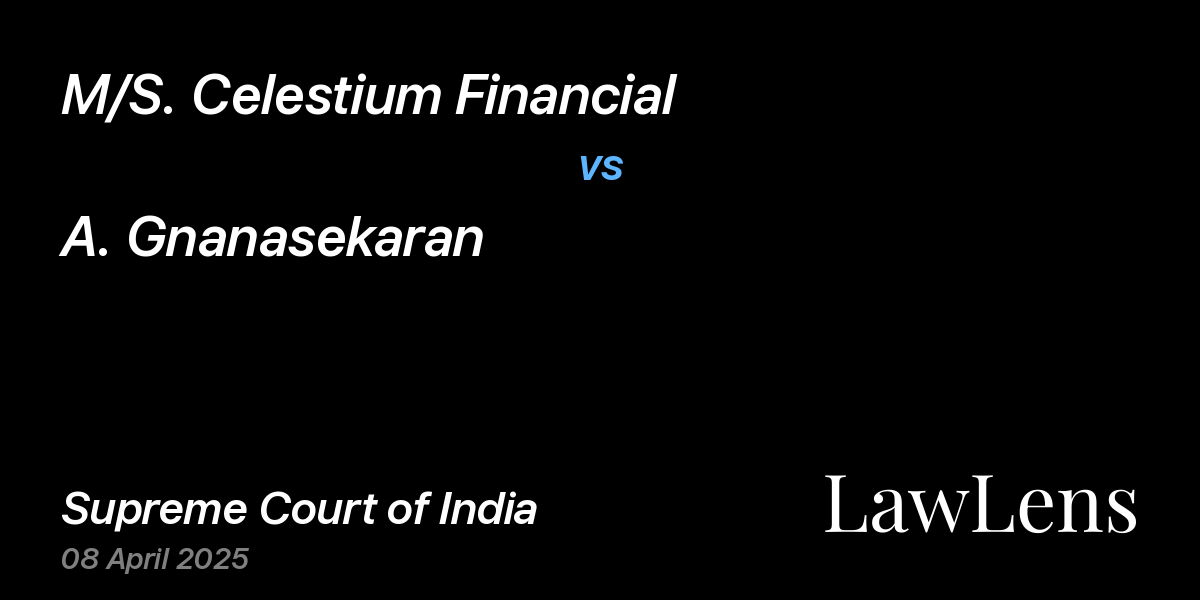 Preview image for M/S. Celestium Financial vs. A. Gnanasekaran