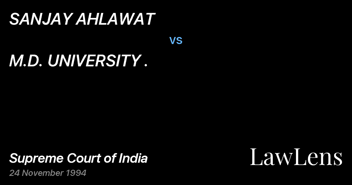Preview image for SANJAY AHLAWAT vs. M.D. UNIVERSITY .