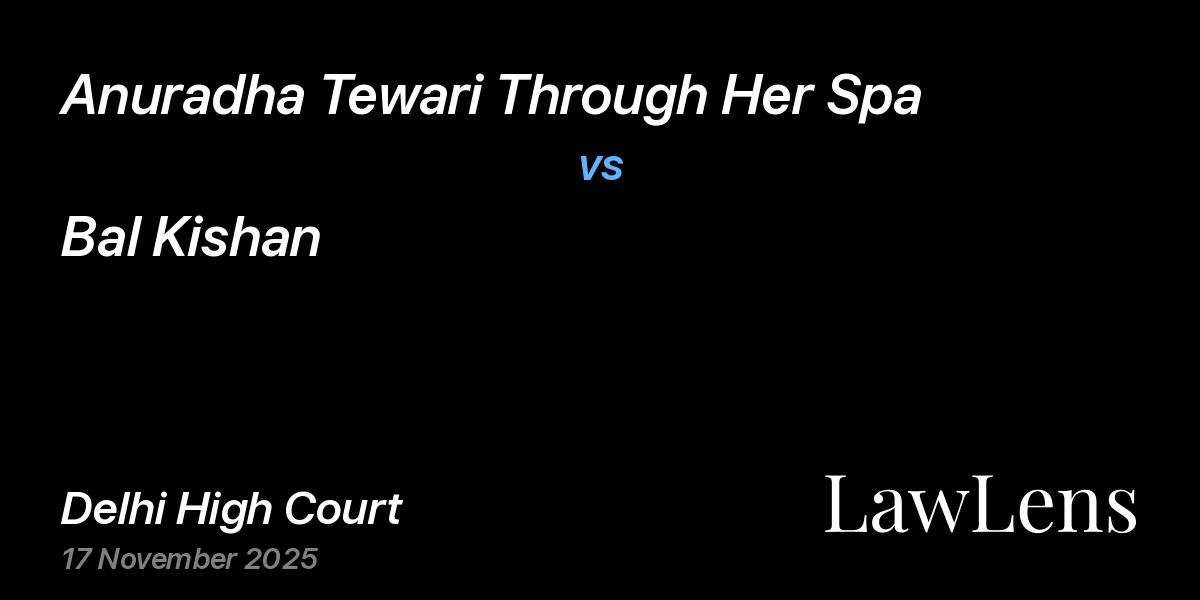 Preview image for Anuradha Tewari Through Her Spa vs. Bal Kishan