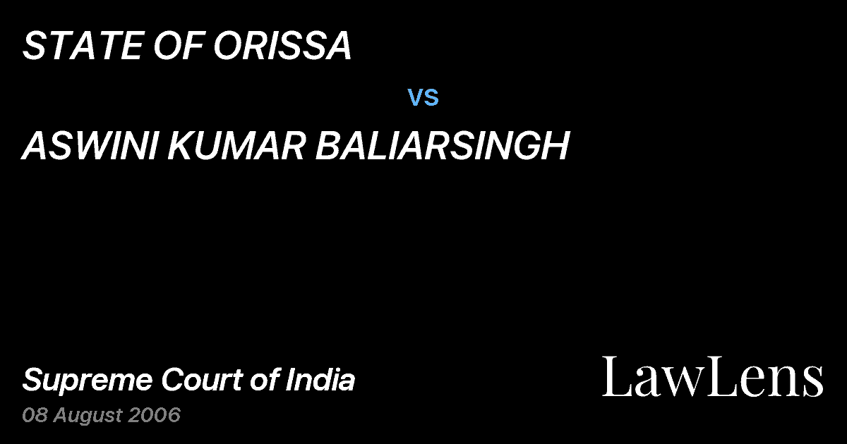 Preview image for STATE OF ORISSA vs. ASWINI KUMAR BALIARSINGH