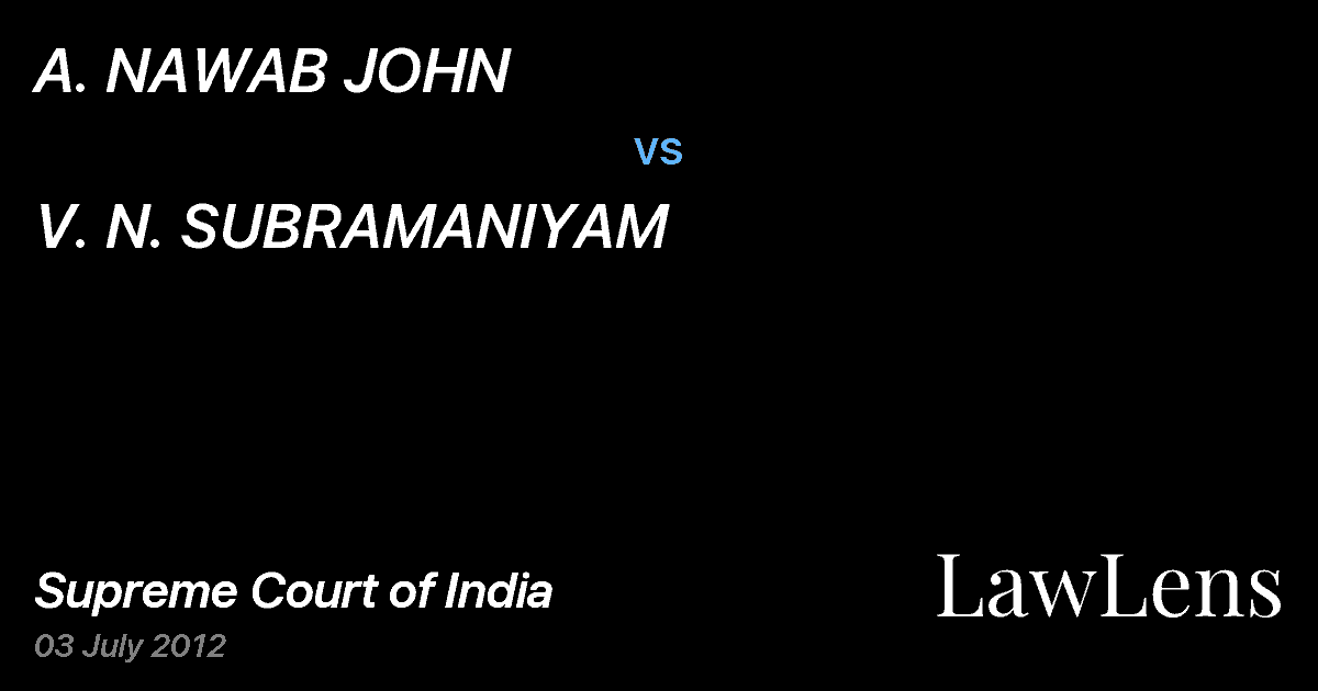 Preview image for A. NAWAB JOHN vs. V. N. SUBRAMANIYAM