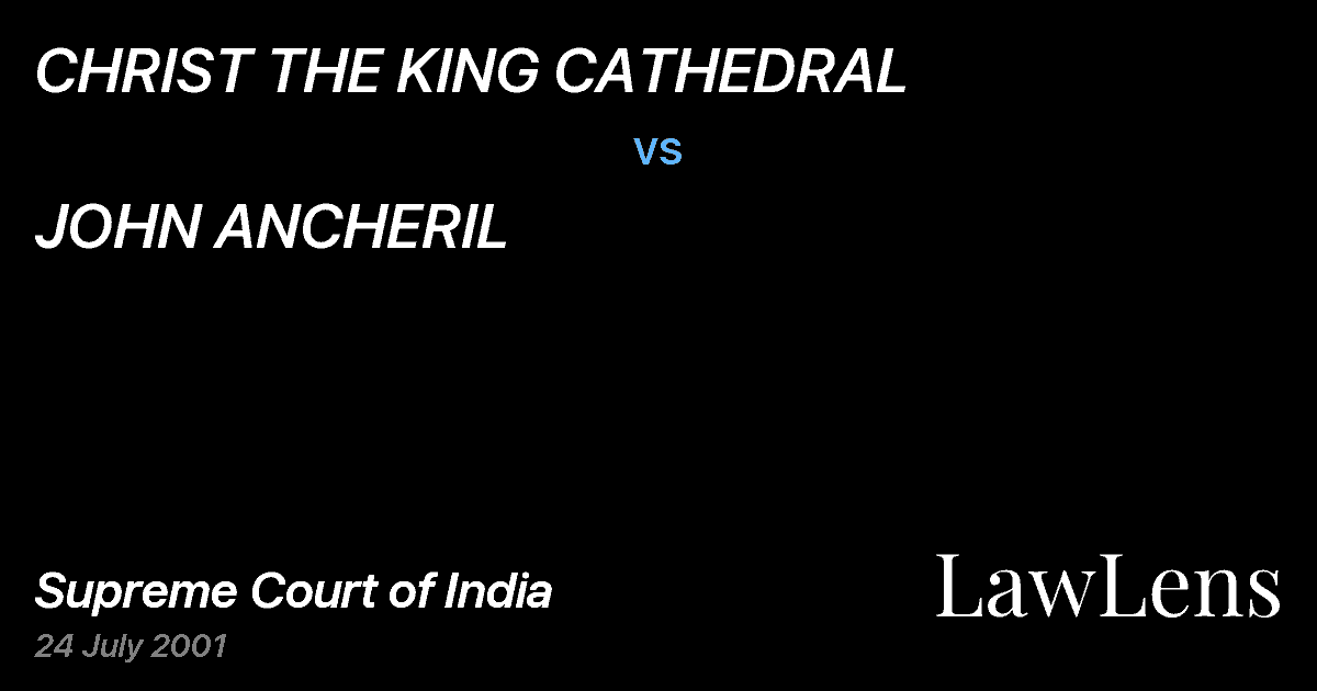 Preview image for CHRIST THE KING CATHEDRAL vs. JOHN ANCHERIL