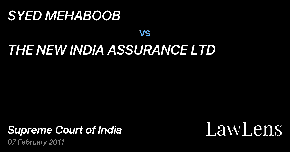Preview image for SYED MEHABOOB vs. THE NEW INDIA ASSURANCE LTD
