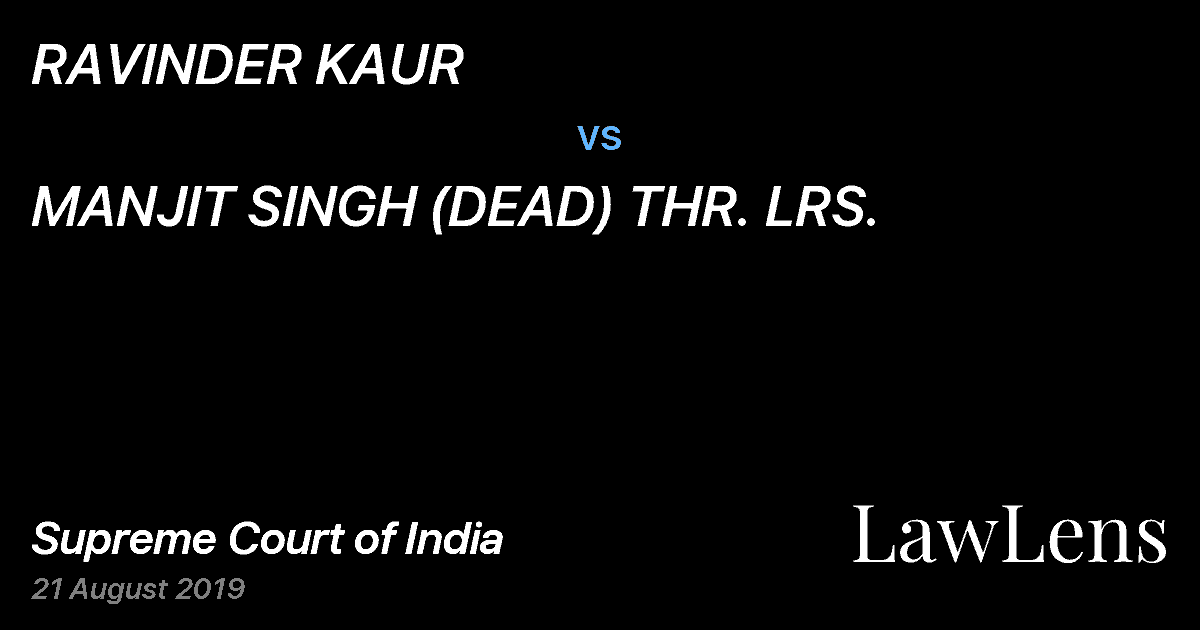 Preview image for RAVINDER KAUR vs. MANJIT SINGH (DEAD) THR. LRS.