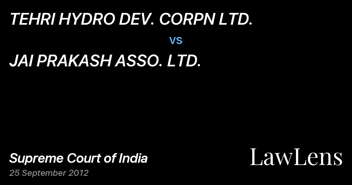 Preview image for TEHRI HYDRO DEV. CORPN LTD. vs. JAI PRAKASH ASSO. LTD.