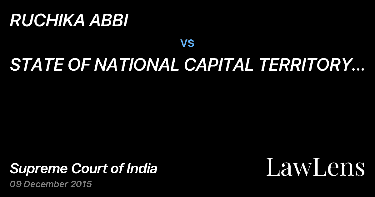 Preview image for RUCHIKA ABBI vs. STATE OF NATIONAL CAPITAL TERRITORY OF DELHI