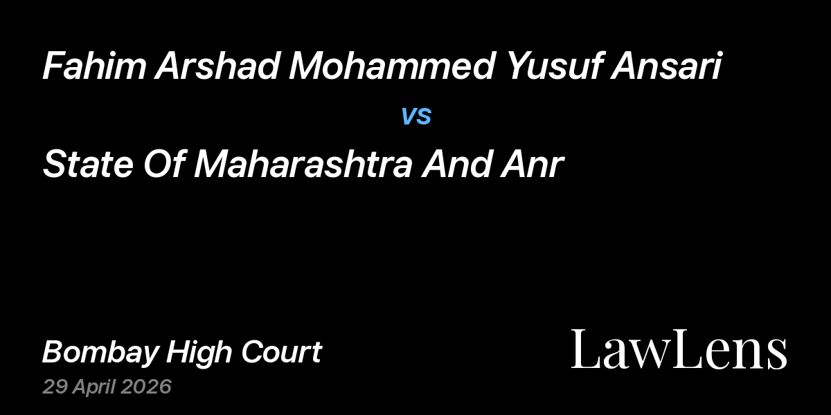 Preview image for Fahim Arshad Mohammed Yusuf Ansari vs. State Of Maharashtra And Anr