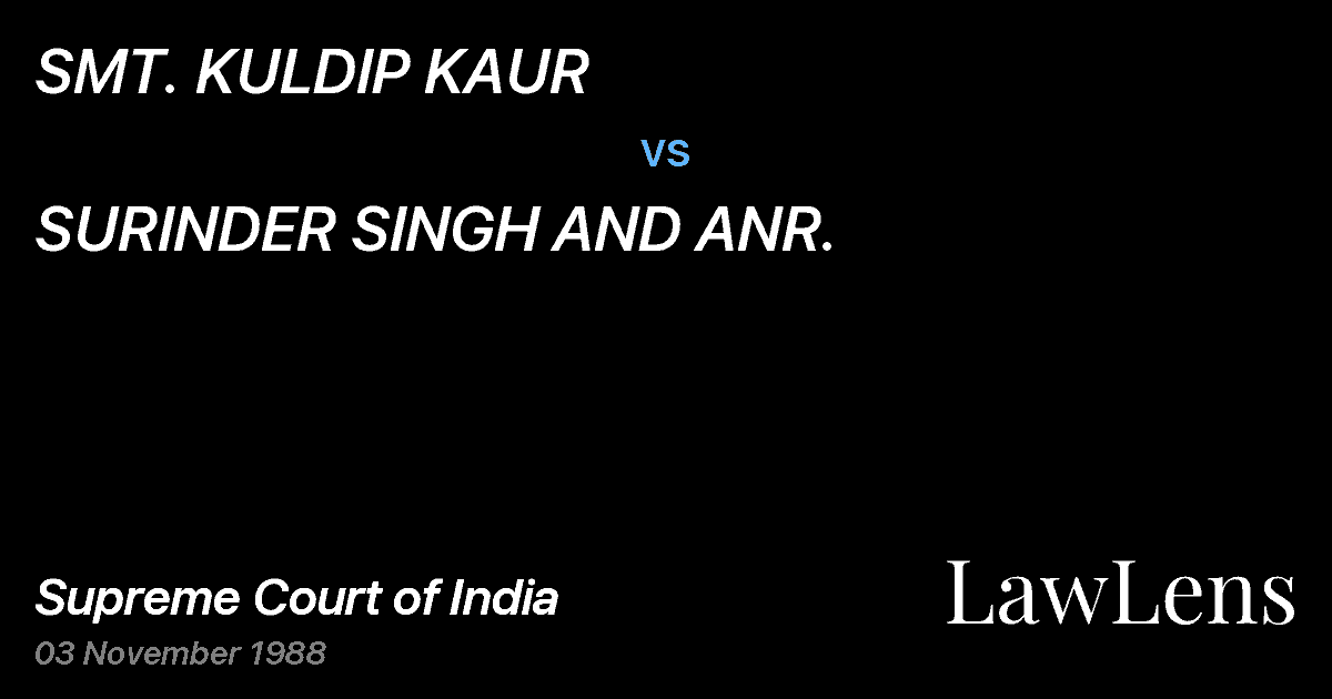 Preview image for SMT. KULDIP KAUR vs. SURINDER SINGH AND ANR.