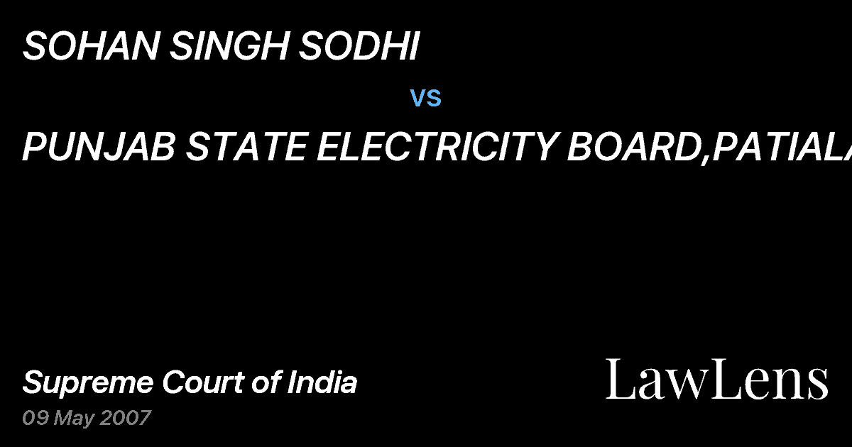 Preview image for SOHAN SINGH SODHI vs. PUNJAB STATE ELECTRICITY BOARD,PATIALA