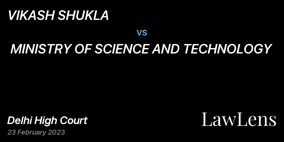 Preview image for VIKASH SHUKLA  vs.  MINISTRY OF SCIENCE AND TECHNOLOGY