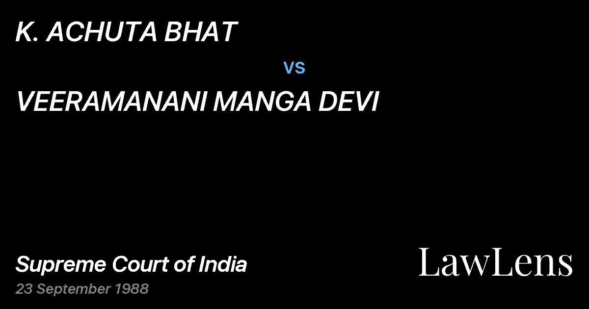 Preview image for K. ACHUTA BHAT vs. VEERAMANANI MANGA DEVI