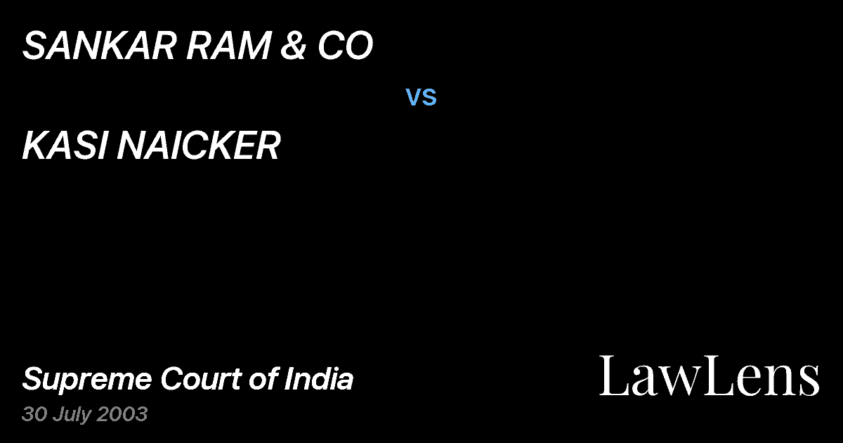 Preview image for SANKAR RAM & CO vs. KASI NAICKER