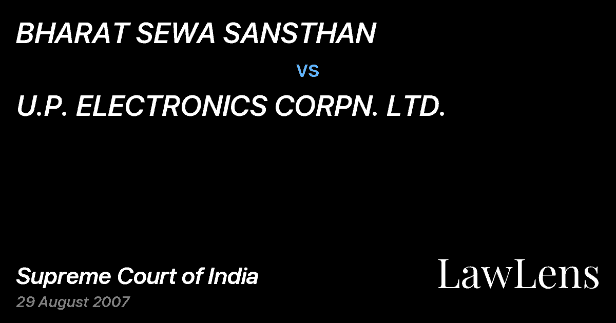 Preview image for BHARAT SEWA SANSTHAN vs. U.P. ELECTRONICS CORPN. LTD.