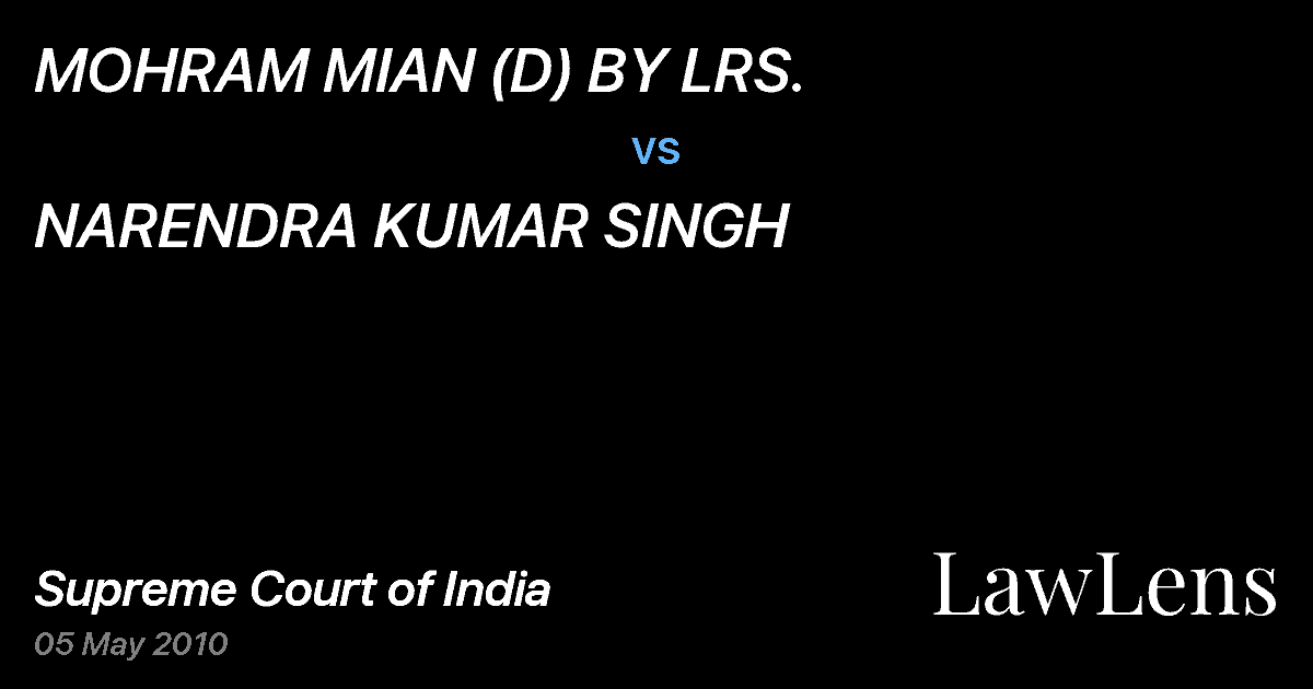 Preview image for MOHRAM MIAN (D) BY LRS. vs. NARENDRA KUMAR SINGH