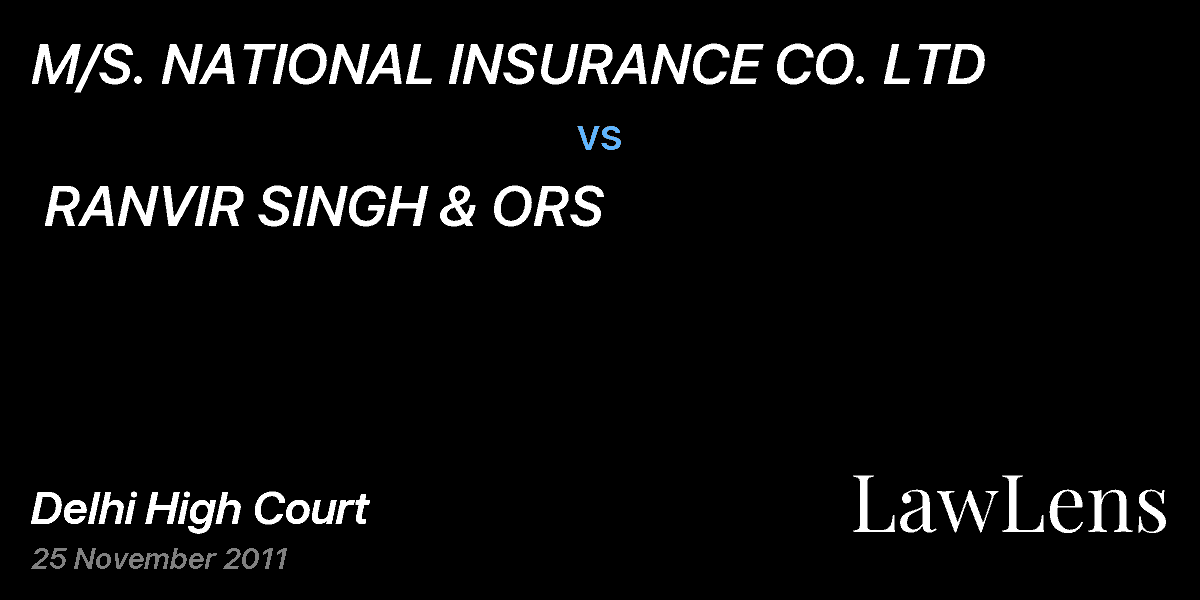 Preview image for M/S. NATIONAL INSURANCE CO. LTD  vs.  RANVIR SINGH & ORS