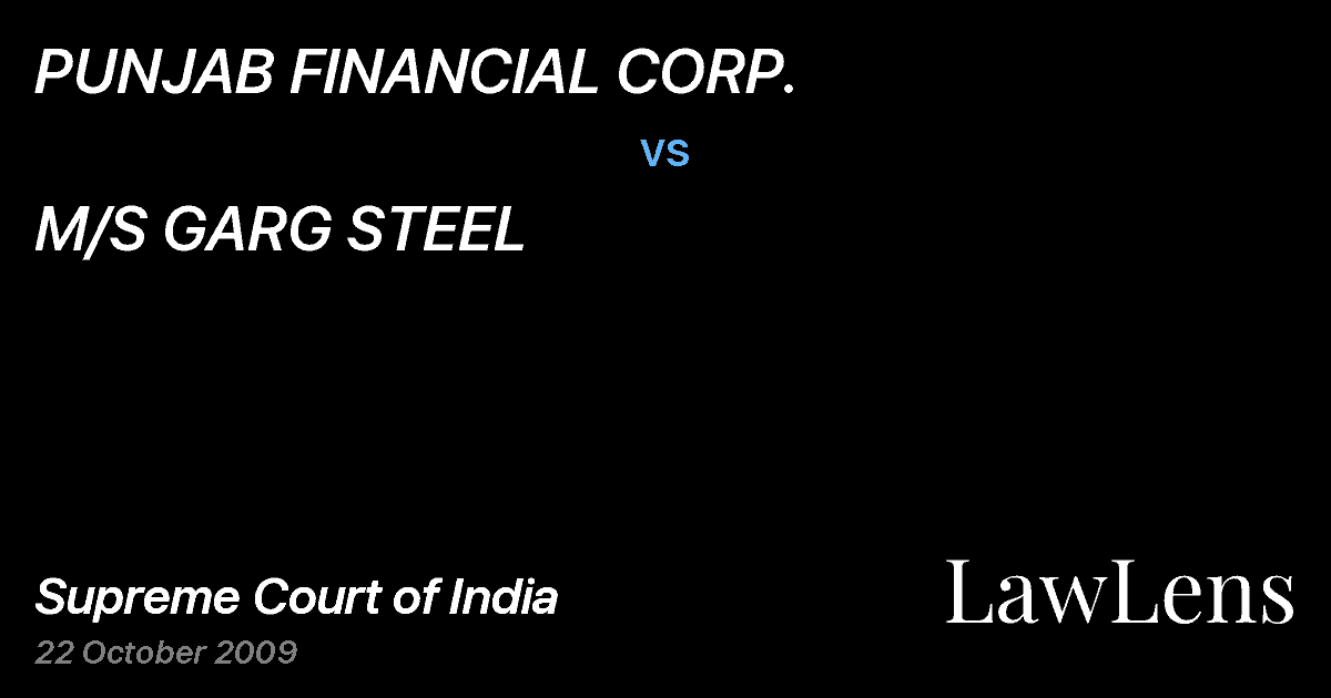 Preview image for PUNJAB FINANCIAL CORP. vs. M/S GARG STEEL