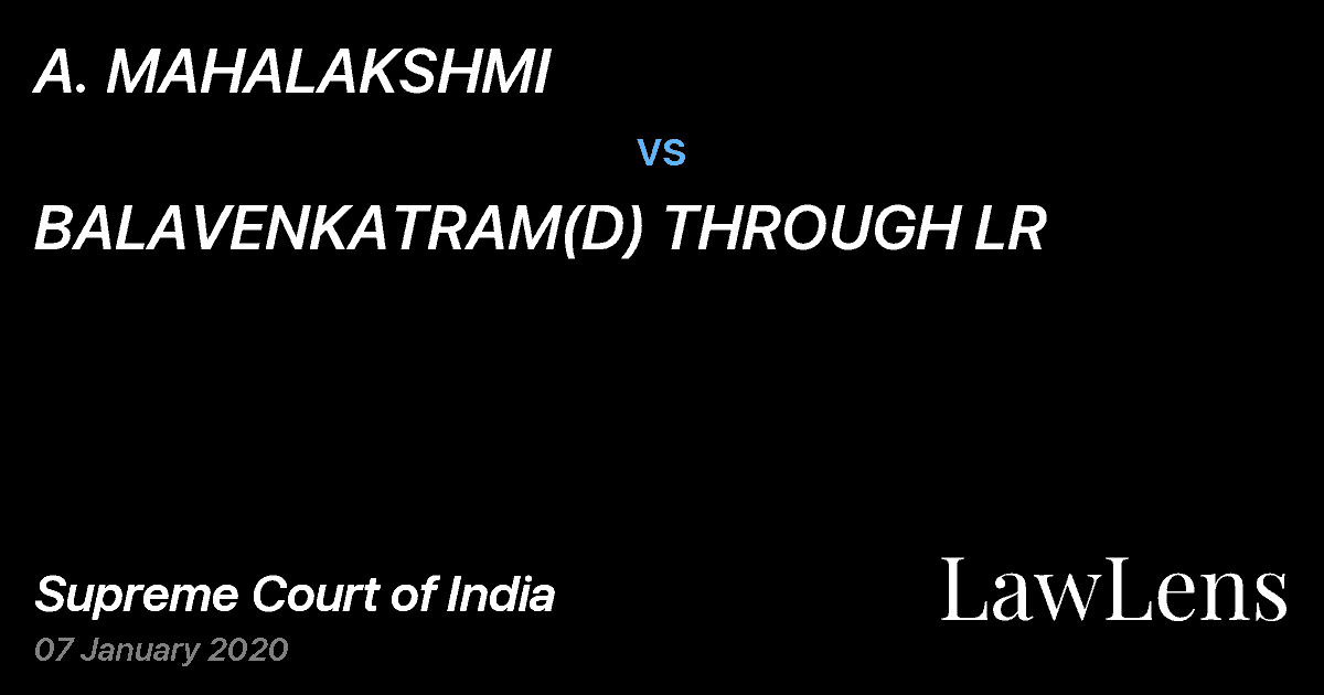 Preview image for A. MAHALAKSHMI vs. BALAVENKATRAM(D) THROUGH LR