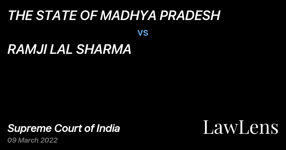 Preview image for THE STATE OF MADHYA PRADESH vs. RAMJI LAL SHARMA