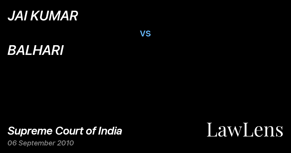 Preview image for JAI KUMAR vs. BALHARI