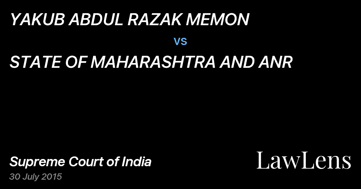 Preview image for YAKUB ABDUL RAZAK MEMON vs. STATE OF MAHARASHTRA AND ANR