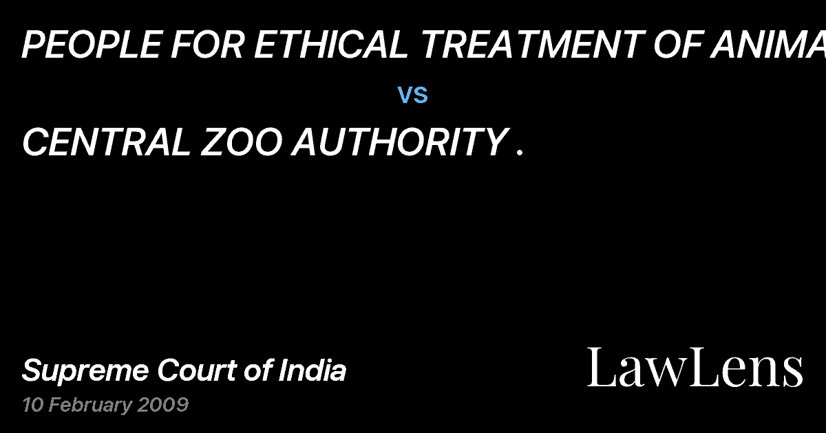Preview image for PEOPLE FOR ETHICAL TREATMENT OF ANIMALS vs. CENTRAL ZOO AUTHORITY .