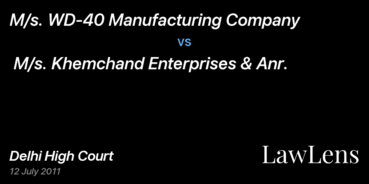 Preview image for M/s. WD-40 Manufacturing Company vs. M/s. Khemchand Enterprises & Anr.