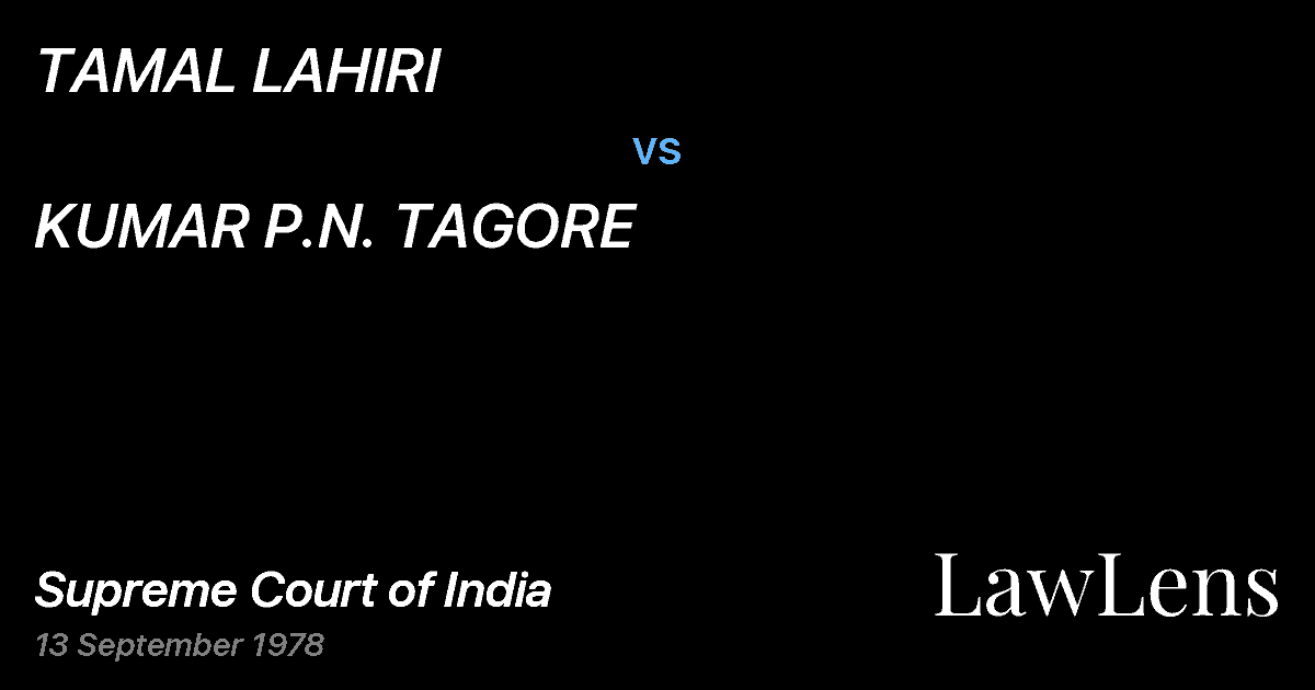 Preview image for TAMAL LAHIRI vs. KUMAR P.N. TAGORE